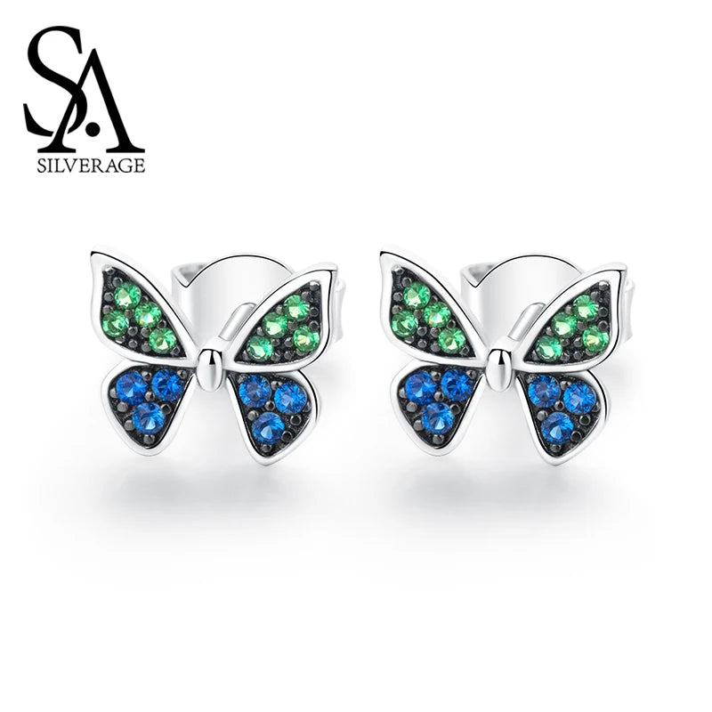 Butterfly Sterling Earrings Silver 925 Woman Original Tide Female Small