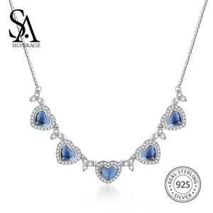Crystal Heart Pendant 925 Silver Chain Necklace for Women
