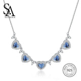 Crystal Heart Pendant 925 Silver Chain Necklace for Women