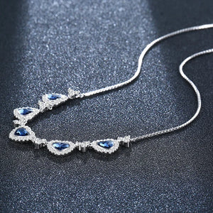 Crystal Heart Pendant 925 Silver Chain Necklace for Women
