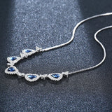 Crystal Heart Pendant 925 Silver Chain Necklace for Women
