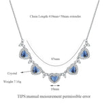 Crystal Heart Pendant 925 Silver Chain Necklace for Women