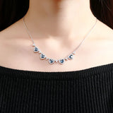 Crystal Heart Pendant 925 Silver Chain Necklace for Women