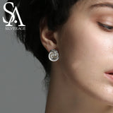 925 Sterling Silver Rose Stud Earrings for Women