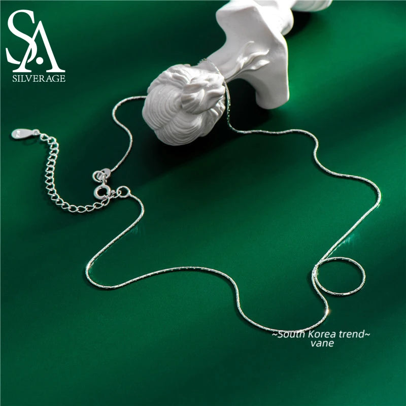 Slim Folding Silver Necklace S925 Sterling Silver