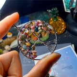 SILVERAGE Life Tree Necklace Natural Stone Long Unisex Macadam Pendant