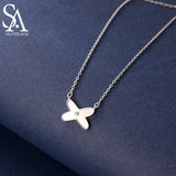 925 Silver Cross Pendant Clavicle Chain Necklace