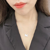 925 Silver Cross Pendant Clavicle Chain Necklace