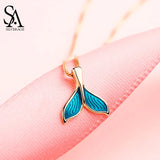 925 Silver Mermaid Tail Pendant Necklace with Chain