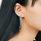 Real 925 Sterling Silver Zircon Drop Earrings for Women