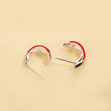 925 Silver Europa Stud Earrings Blue/Red Stripe Gift for Woman