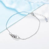 925 Silver Rhinestones Fishbone Charm Bracelet