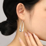 925 Sterling Silver Twisted Drop Earrings For Women Oval Teardrop Dangle