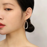 925 Sterling Silver Twisted Drop Earrings For Women Oval Teardrop Dangle