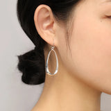 925 Sterling Silver Twisted Drop Earrings For Women Oval Teardrop Dangle