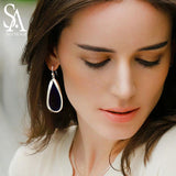 925 Sterling Silver Twisted Drop Earrings For Women Oval Teardrop Dangle