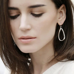 925 Sterling Silver Twisted Drop Earrings For Women Oval Teardrop Dangle