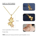 925 Silver Yellow Maple Leaf Pendant Necklace with Zirconia