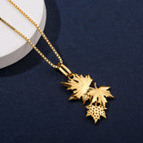 925 Silver Yellow Maple Leaf Pendant Necklace with Zirconia