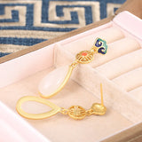S925 Pure Silver Green Water Drop Earrings National Wind