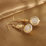 S925 Pure Silver Hetian Jade Earrings Female Retro Style Auspicious Cloud