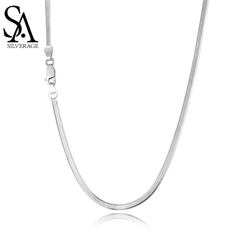 Stylish Flat Snake Bone Chain Necklace