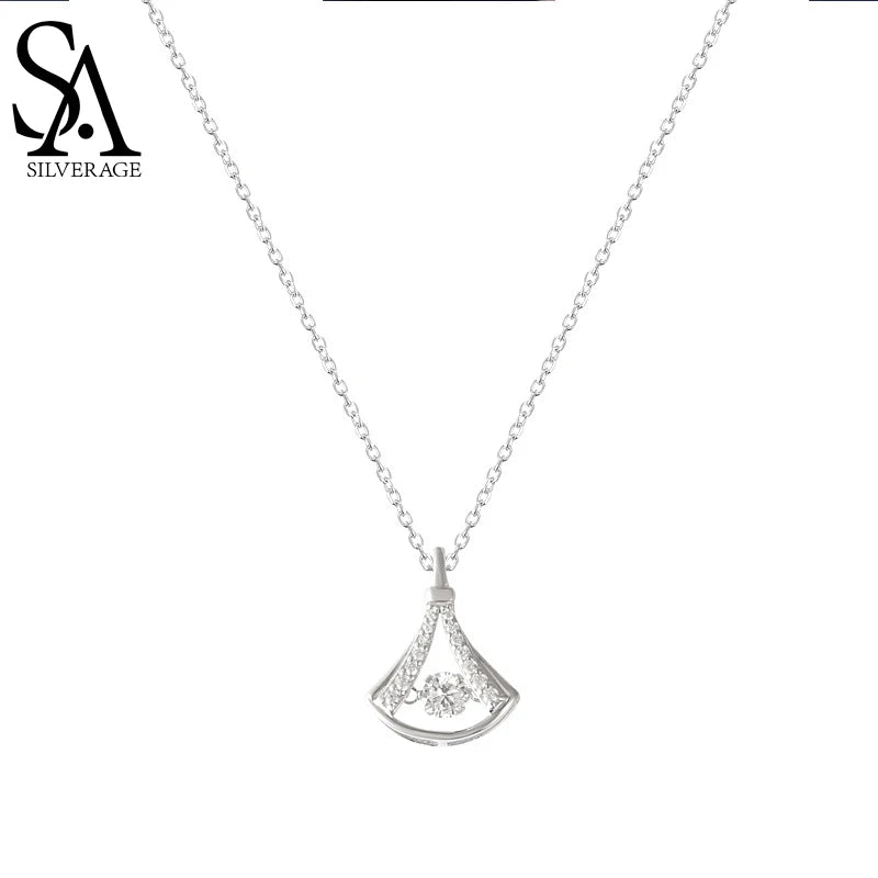S925 Sterling Silver Necklace Beating Heart Small Skirt Pendant Clavicle Chain