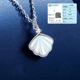 Shell Pendant Natural Stone Necklace Sterling Silver 925 Silver Necklace