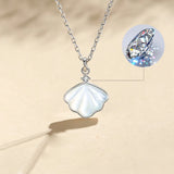 Shell Pendant Natural Stone Necklace Sterling Silver 925 Silver Necklace