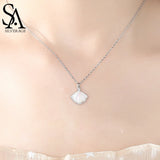 Shell Pendant Natural Stone Necklace Sterling Silver 925 Silver Necklace