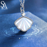 Shell Pendant Natural Stone Necklace Sterling Silver 925 Silver Necklace