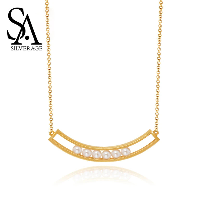 Smile Pearl Clavicle 925 Silver Necklace Women Jewelry