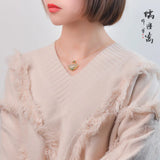 Sterling Silver Magnolia Flower and Hetian Jade Pendant Ruyi Necklace