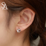 Zirconia Silver Stud Earrings for Women 925 Sterling Silver Woman Accessories