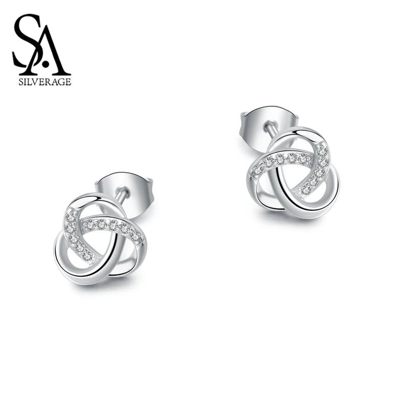 Zirconia Silver Stud Earrings for Women 925 Sterling Silver Woman Accessories