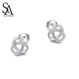 Zirconia Silver Stud Earrings for Women 925 Sterling Silver Woman Accessories