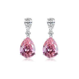 925 Sterling Silver Pink Tourmaline Gemstone Ear Stud Earrings