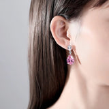 925 Sterling Silver Pink Tourmaline Gemstone Ear Stud Earrings