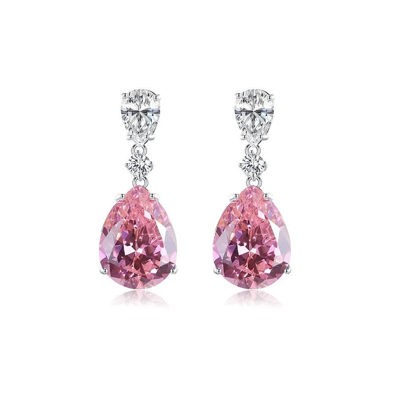 925 Sterling Silver Pink Tourmaline Gemstone Ear Stud Earrings