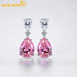 925 Sterling Silver Pink Tourmaline Gemstone Ear Stud Earrings