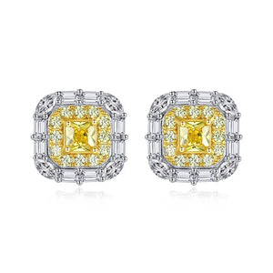 925 Silver Yellow Zircon Ear Stud Earrings