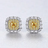 925 Silver Yellow Zircon Ear Stud Earrings