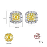 925 Silver Yellow Zircon Ear Stud Earrings