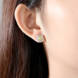 925 Silver Yellow Zircon Ear Stud Earrings