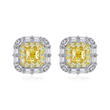 925 Silver Yellow Zircon Ear Stud Earrings