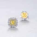 925 Silver Yellow Zircon Ear Stud Earrings
