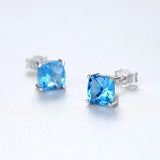 925 Silver Aquamarine Sapphire Diamond Earrings Fine Jewelry