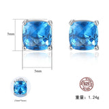 925 Silver Aquamarine Sapphire Diamond Earrings Fine Jewelry