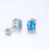 925 Silver Aquamarine Sapphire Diamond Earrings Fine Jewelry