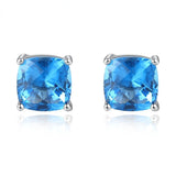 925 Silver Aquamarine Sapphire Diamond Earrings Fine Jewelry